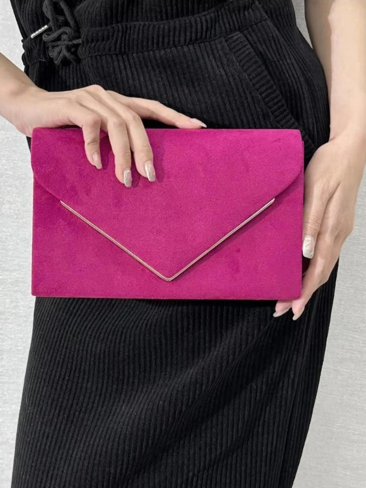 Velvet Envelope Clutch Suede Style Evening Handbag