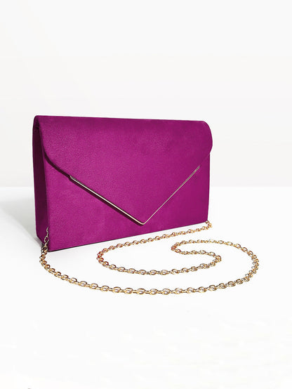 Velvet Envelope Clutch Suede Style Evening Handbag