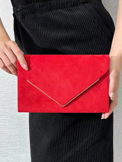 Velvet Envelope Clutch Suede Style Evening Handbag