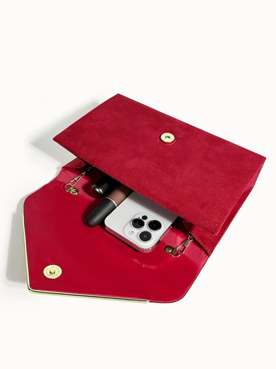 Velvet Envelope Clutch Suede Style Evening Handbag