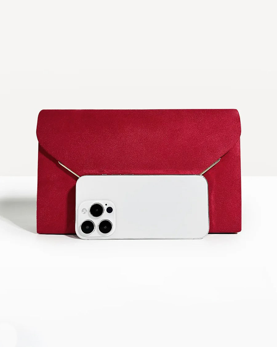 Velvet Envelope Clutch Suede Style Evening Handbag