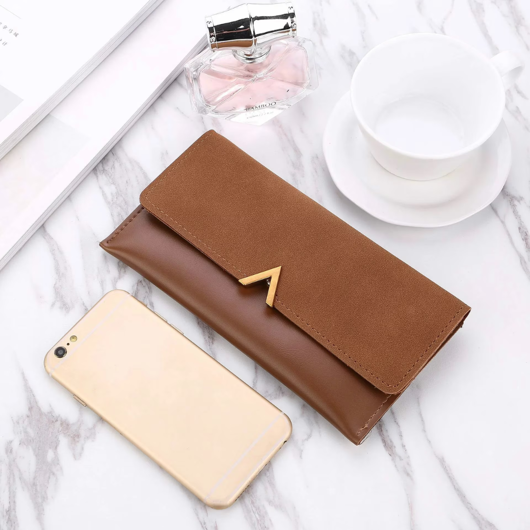 Velvet Leather Long Wallet Large Spacious Purse