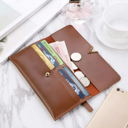 Velvet Leather Long Wallet Large Spacious Purse