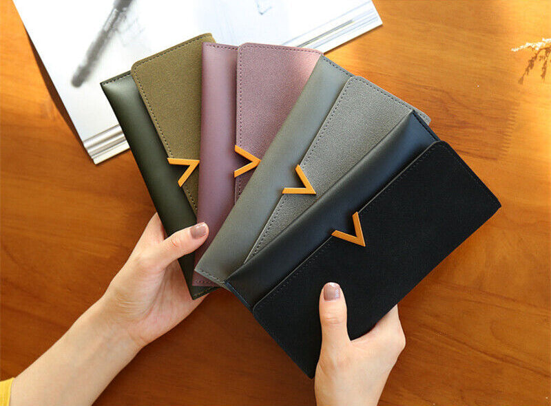 Velvet Leather Long Wallet Large Spacious Purse