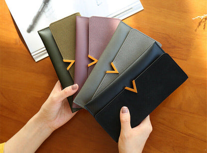 Velvet Leather Long Wallet Large Spacious Purse