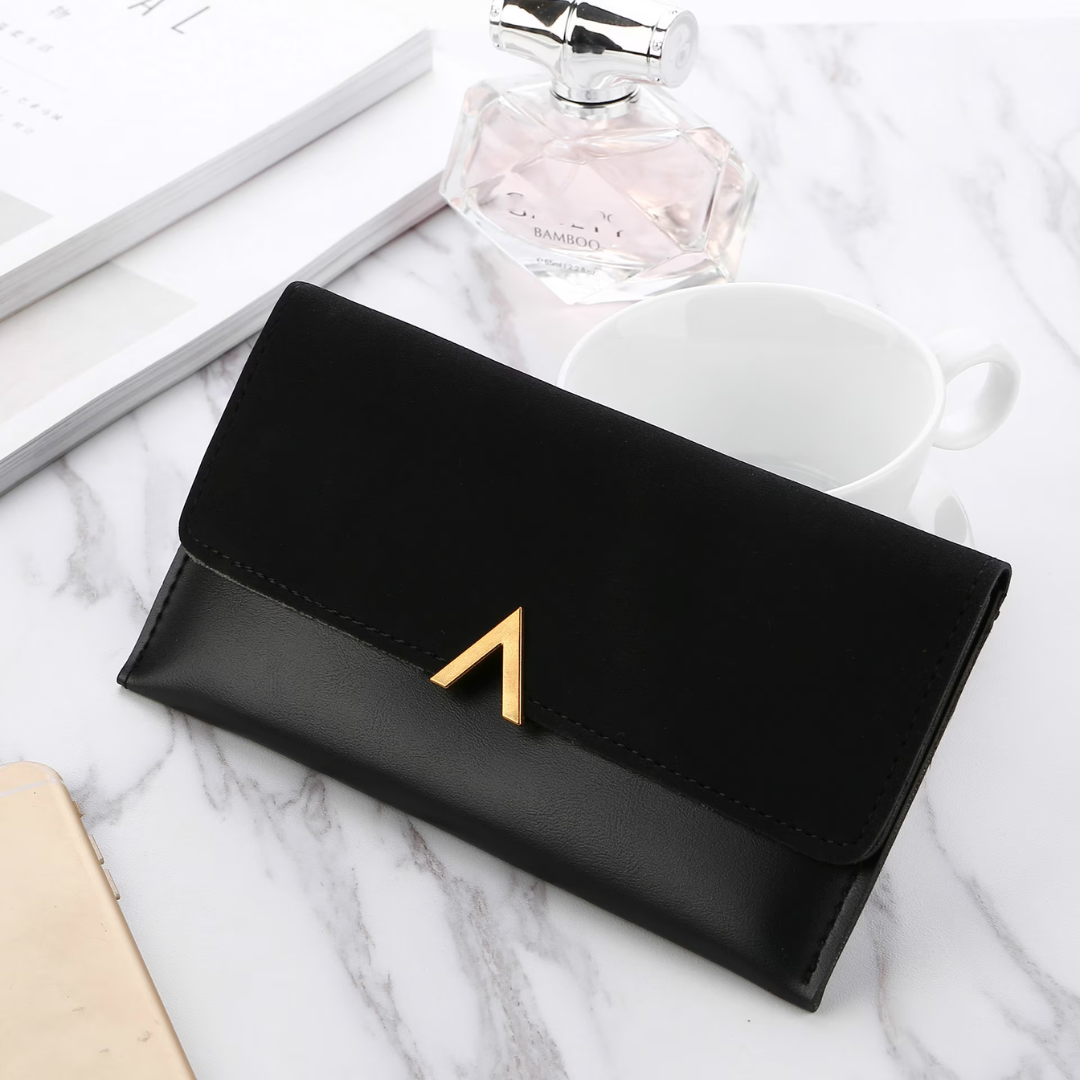 Velvet Leather Long Wallet Large Spacious Purse