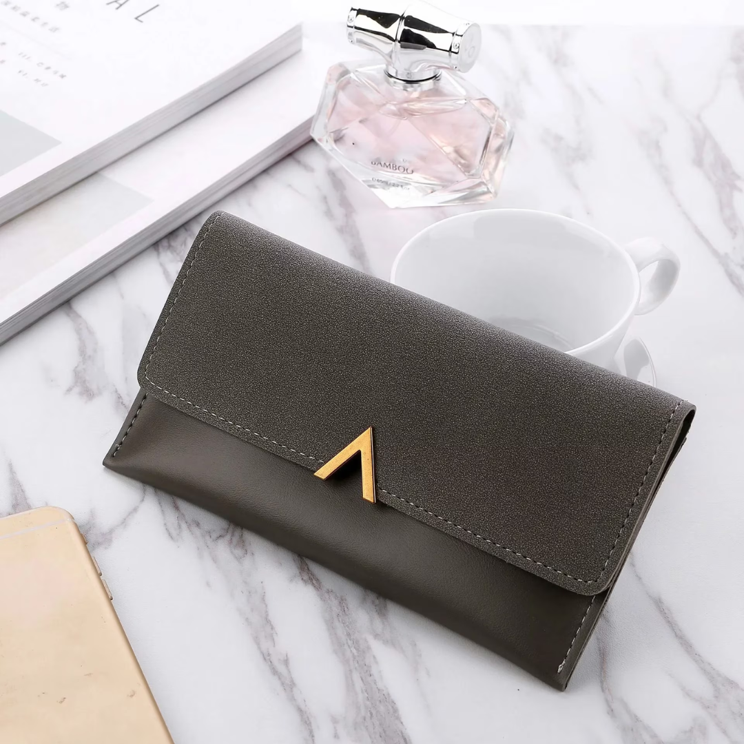 Velvet Leather Long Wallet Large Spacious Purse