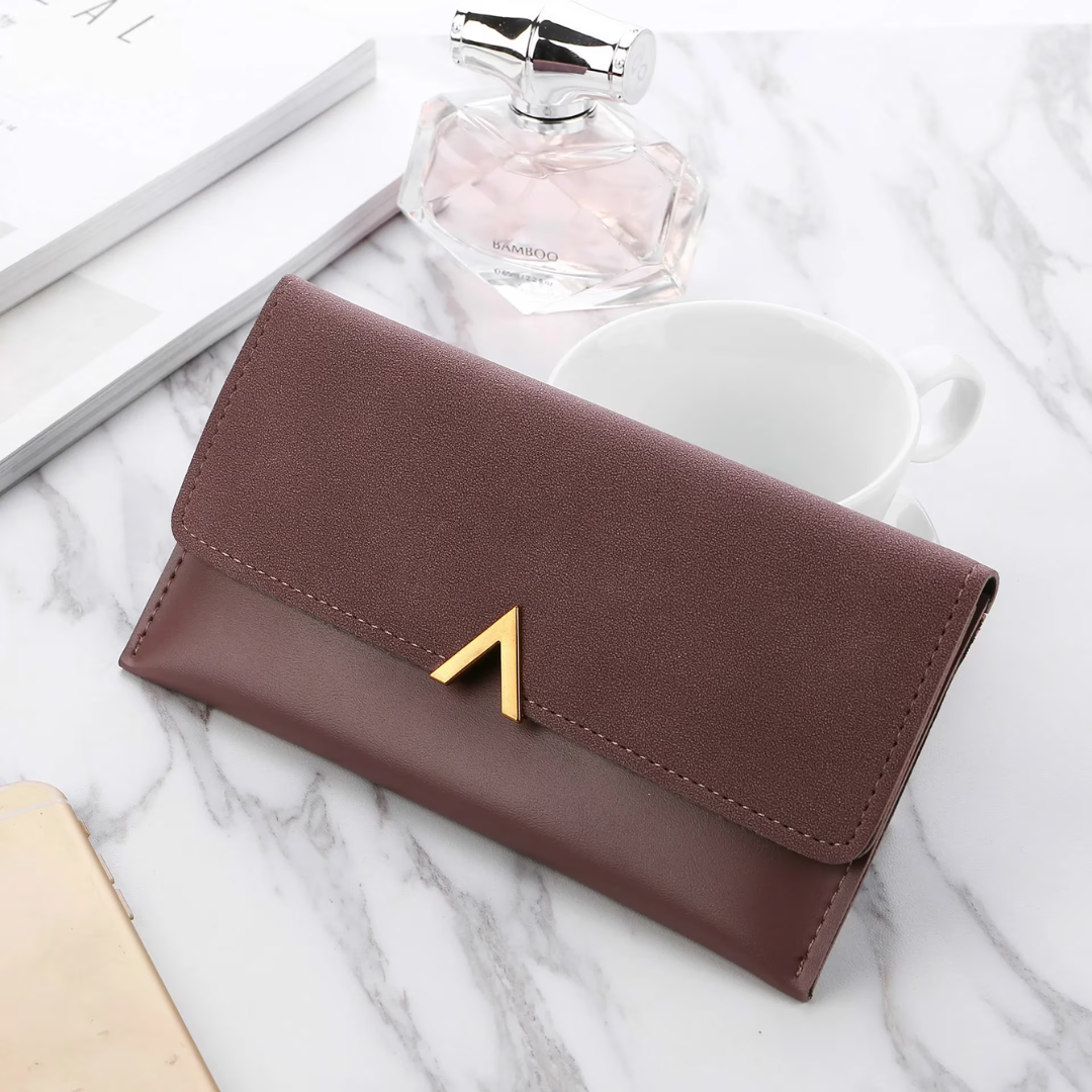 Velvet Leather Long Wallet Large Spacious Purse
