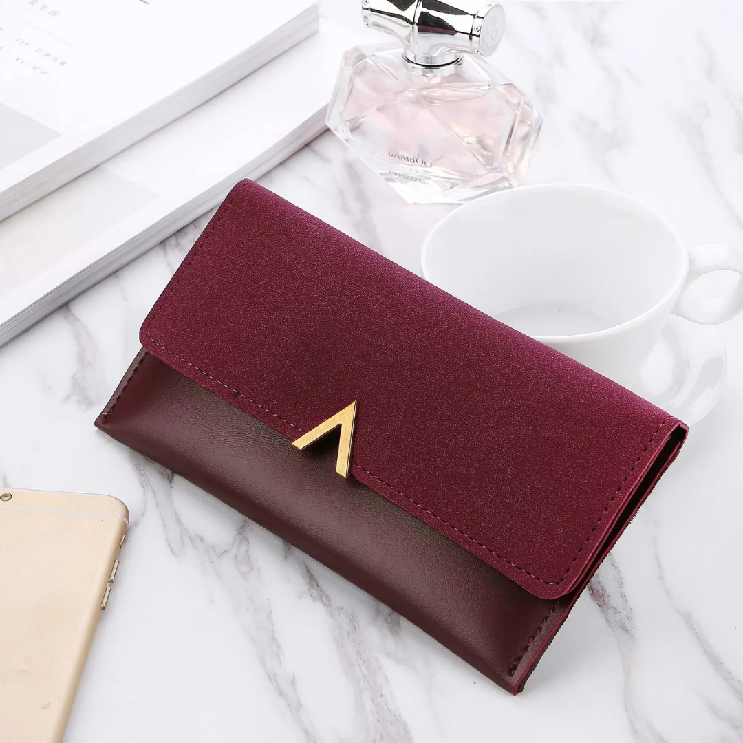 Velvet Leather Long Wallet Large Spacious Purse