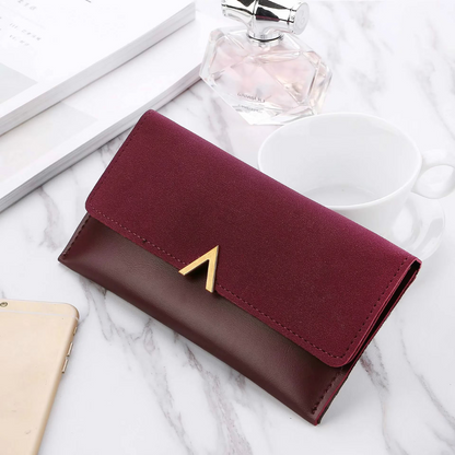 Velvet Leather Long Wallet Large Spacious Purse