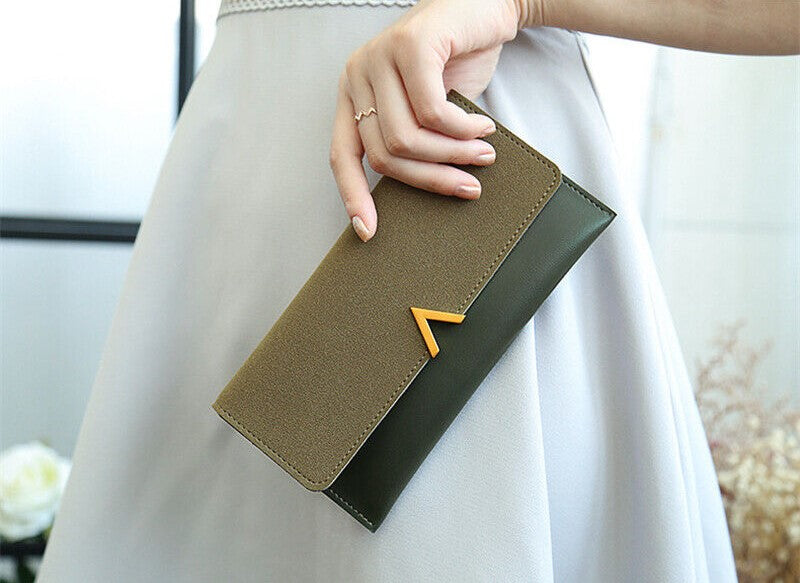 Velvet Leather Long Wallet Large Spacious Purse