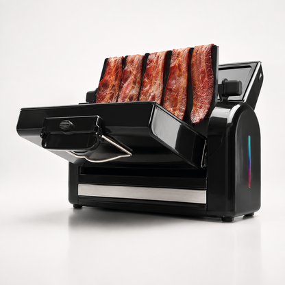 Vertical Bacon Toaster and Nonstick Griddle for Countertop Cooking