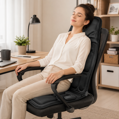 Vibrating Massage Chair Pad with 8 Modes, Heat Function and Remote Control for Car and Home Seats