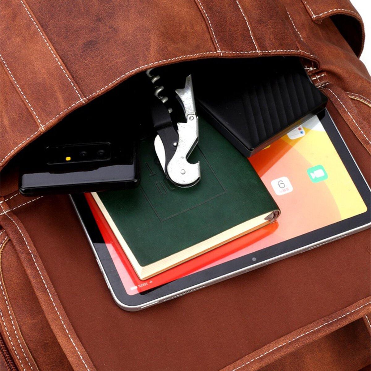 Vintage Anti Theft Laptop Backpack Multi Pocket Travel Bag