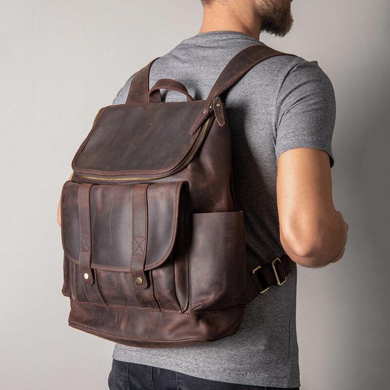 Vintage Anti Theft Laptop Backpack Multi Pocket Travel Bag