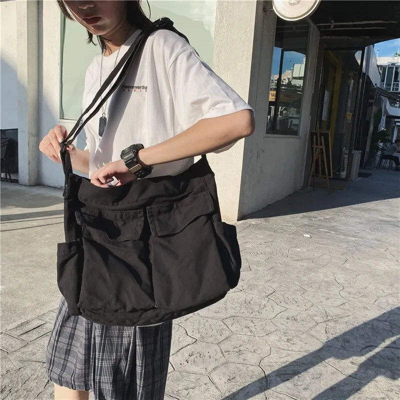 Vintage Canvas Crossbody Shoulder Bag