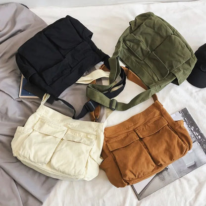 Vintage Canvas Crossbody Shoulder Bag