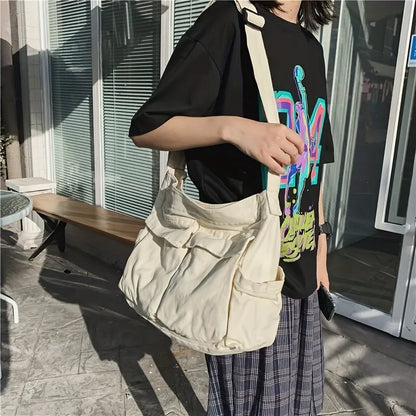 Vintage Canvas Crossbody Shoulder Bag