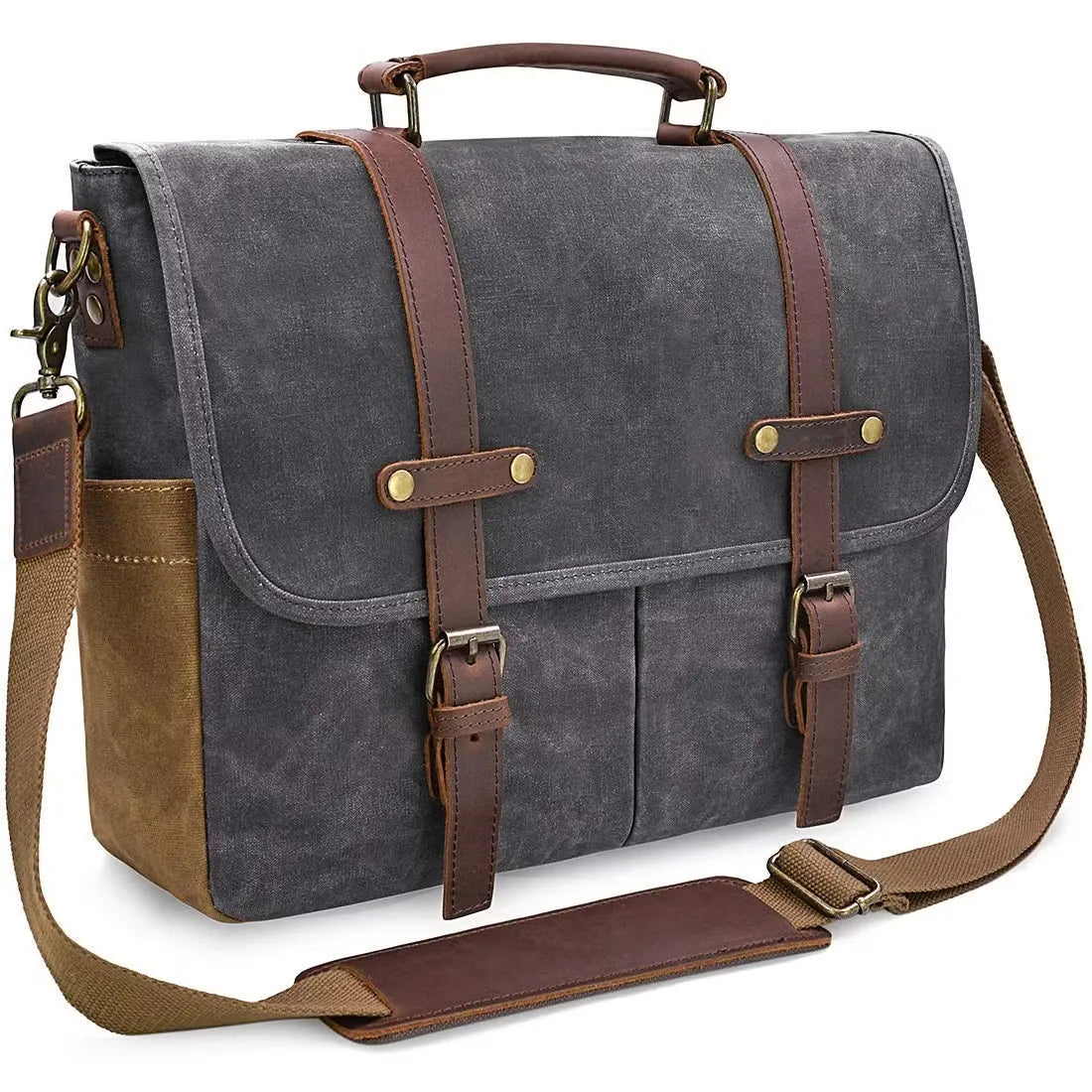 Vintage Canvas Messenger Bag Waterproof Laptop Shoulder Briefcase