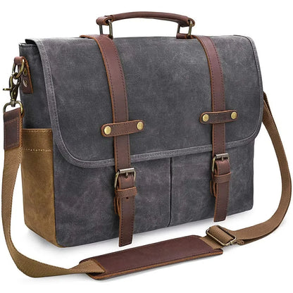 Vintage Canvas Messenger Bag Waterproof Laptop Shoulder Briefcase