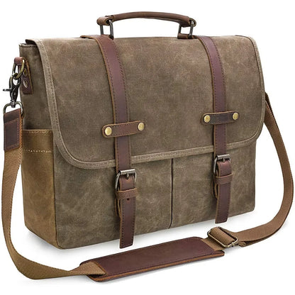 Vintage Canvas Messenger Bag Waterproof Laptop Shoulder Briefcase