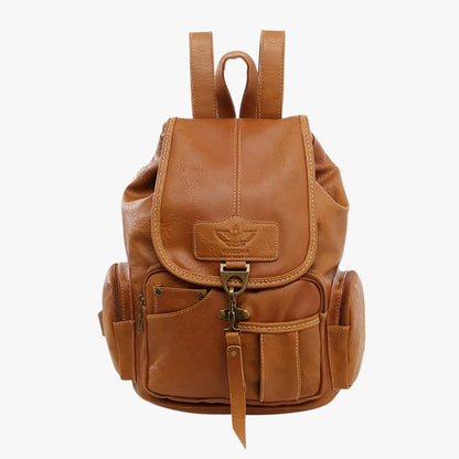 Vintage Leather School Backpack Womens Large Capacity Travel Bag