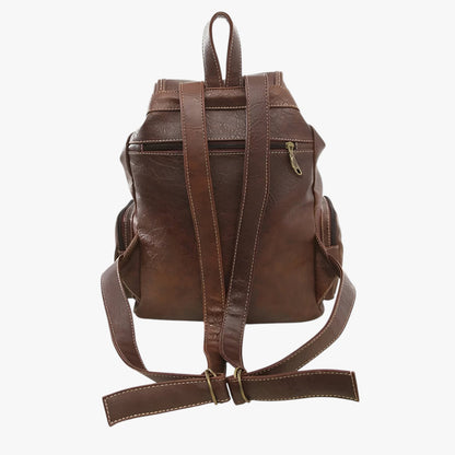 Vintage Leather School Backpack Womens Large Capacity Travel Bag
