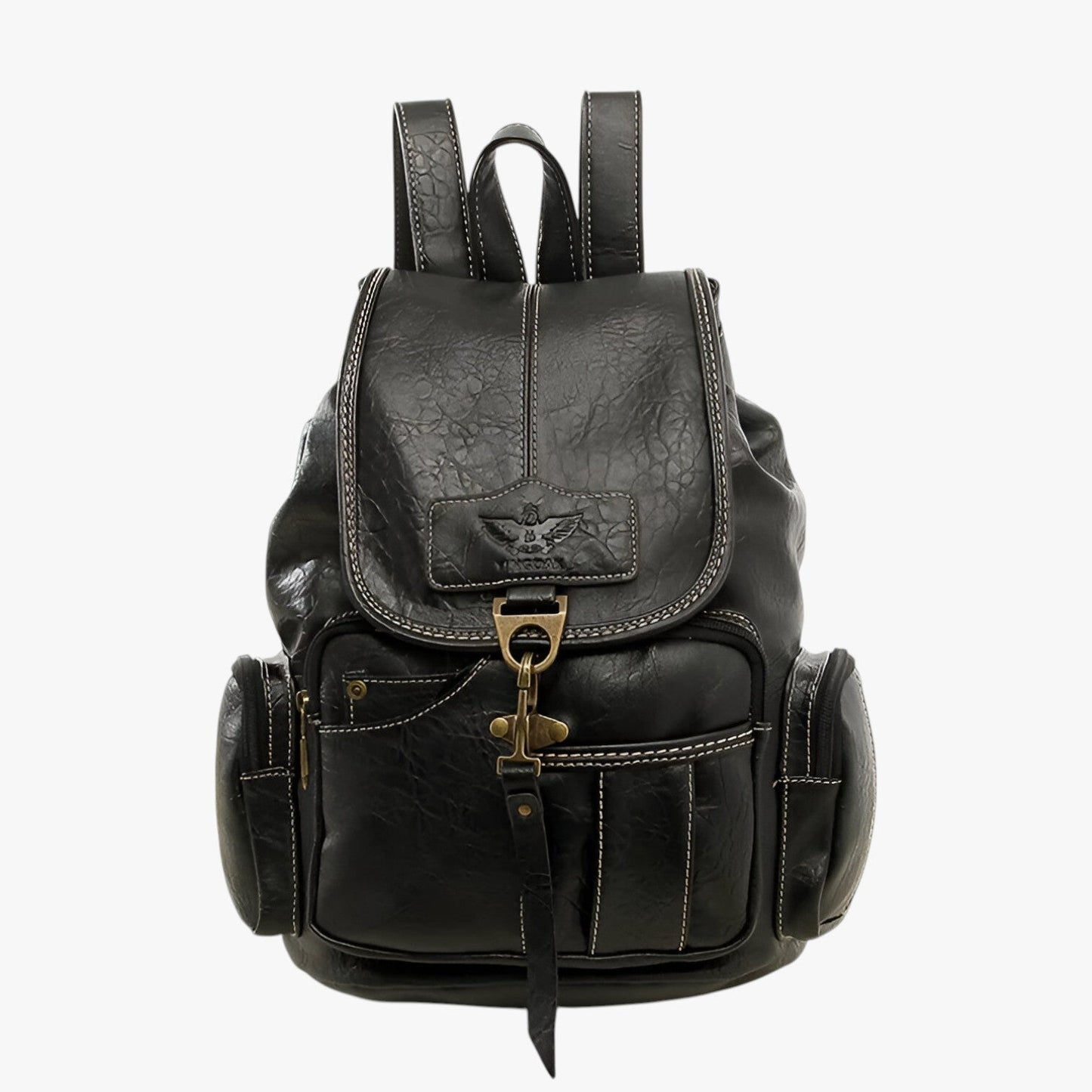 Vintage Leather School Backpack Womens Large Capacity Travel Bag