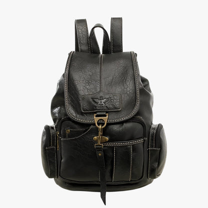 Vintage Leather School Backpack Womens Large Capacity Travel Bag