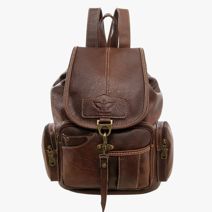 Vintage Leather School Backpack Womens Large Capacity Travel Bag