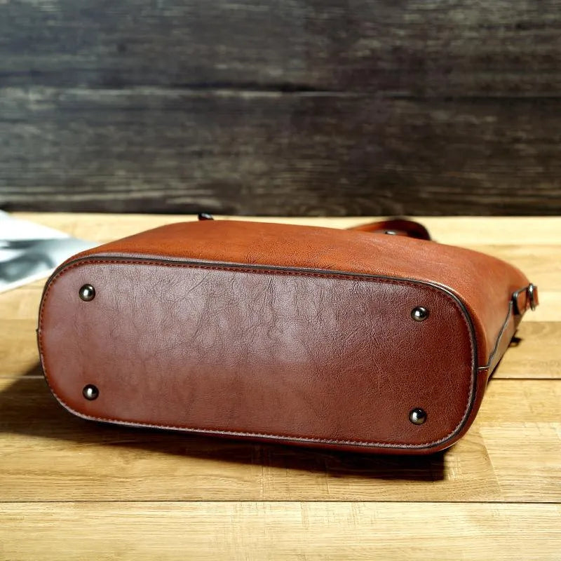 Vintage Leather Shoulder Bag Classic Everyday Crossbody Tote