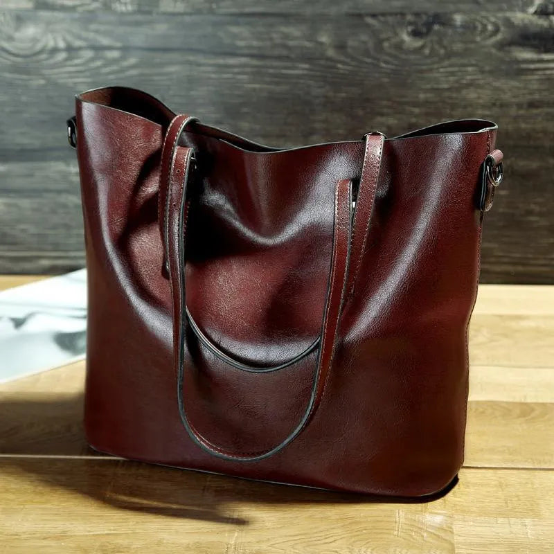 Vintage Leather Shoulder Bag Classic Everyday Crossbody Tote
