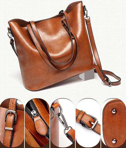 Vintage Leather Shoulder Bag Classic Everyday Crossbody Tote