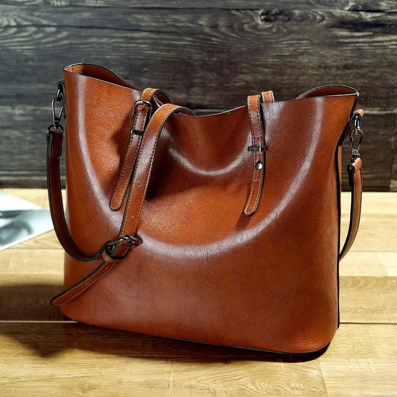 Vintage Leather Shoulder Bag Classic Everyday Crossbody Tote