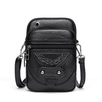 Vintage Leather Shoulder Bag Womens Compact Crossbody Handbag