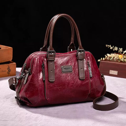 Vintage Leather Shoulder Handbag Large Capacity Tote