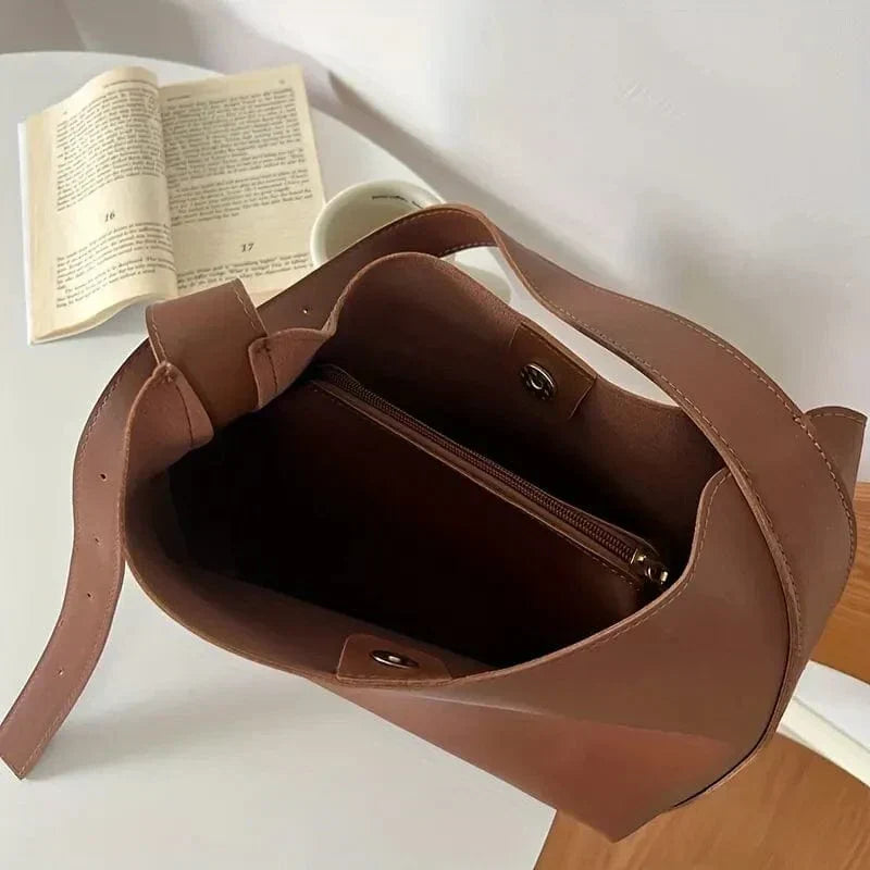 Vintage Leather Shoulder Tote Bag Large Capacity Handbag