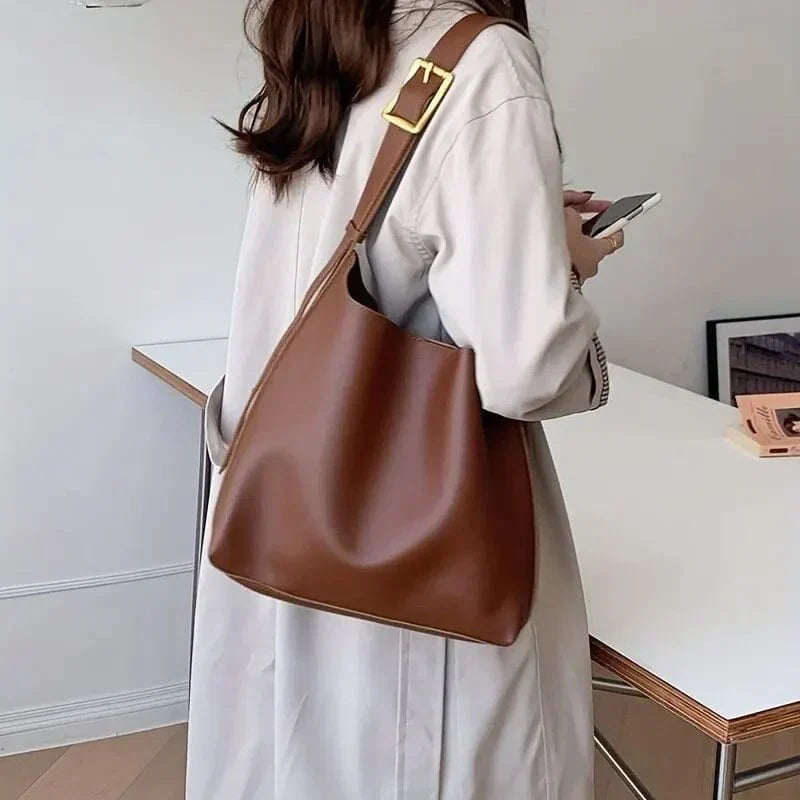 Vintage Leather Shoulder Tote Bag Large Capacity Handbag
