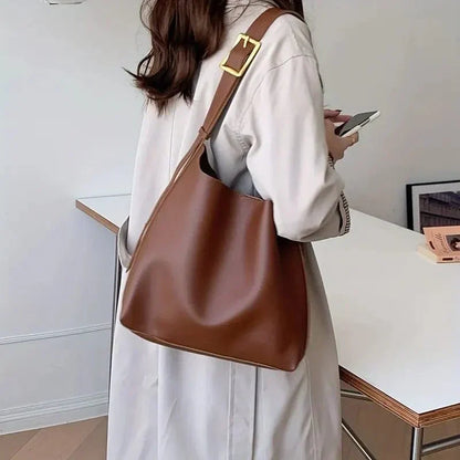 Vintage Leather Shoulder Tote Bag Large Capacity Handbag