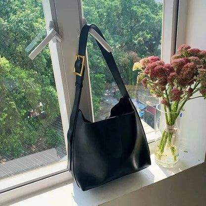 Vintage Leather Shoulder Tote Bag Large Capacity Handbag