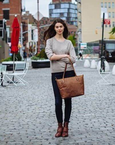 Vintage Leather Tote Bag Large Capacity Crossbody Shoulder Handbag