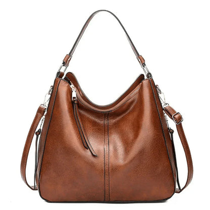 Vintage Leather Tote Bag Large Capacity Womens Handbag Elegant Organizer