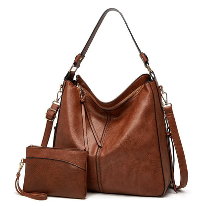 Vintage Leather Tote Bag Large Capacity Womens Handbag Elegant Organizer