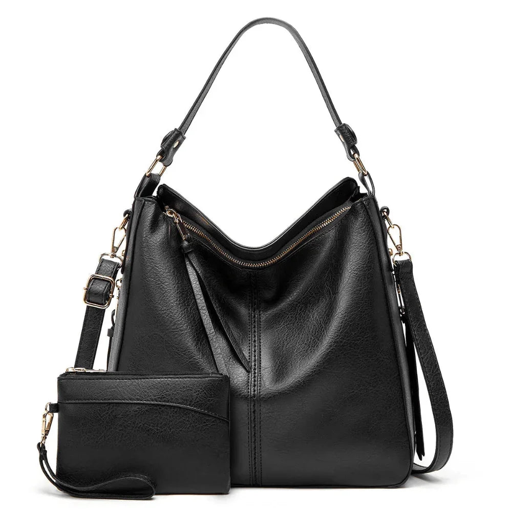 Vintage Leather Tote Bag Large Capacity Womens Handbag Elegant Organizer