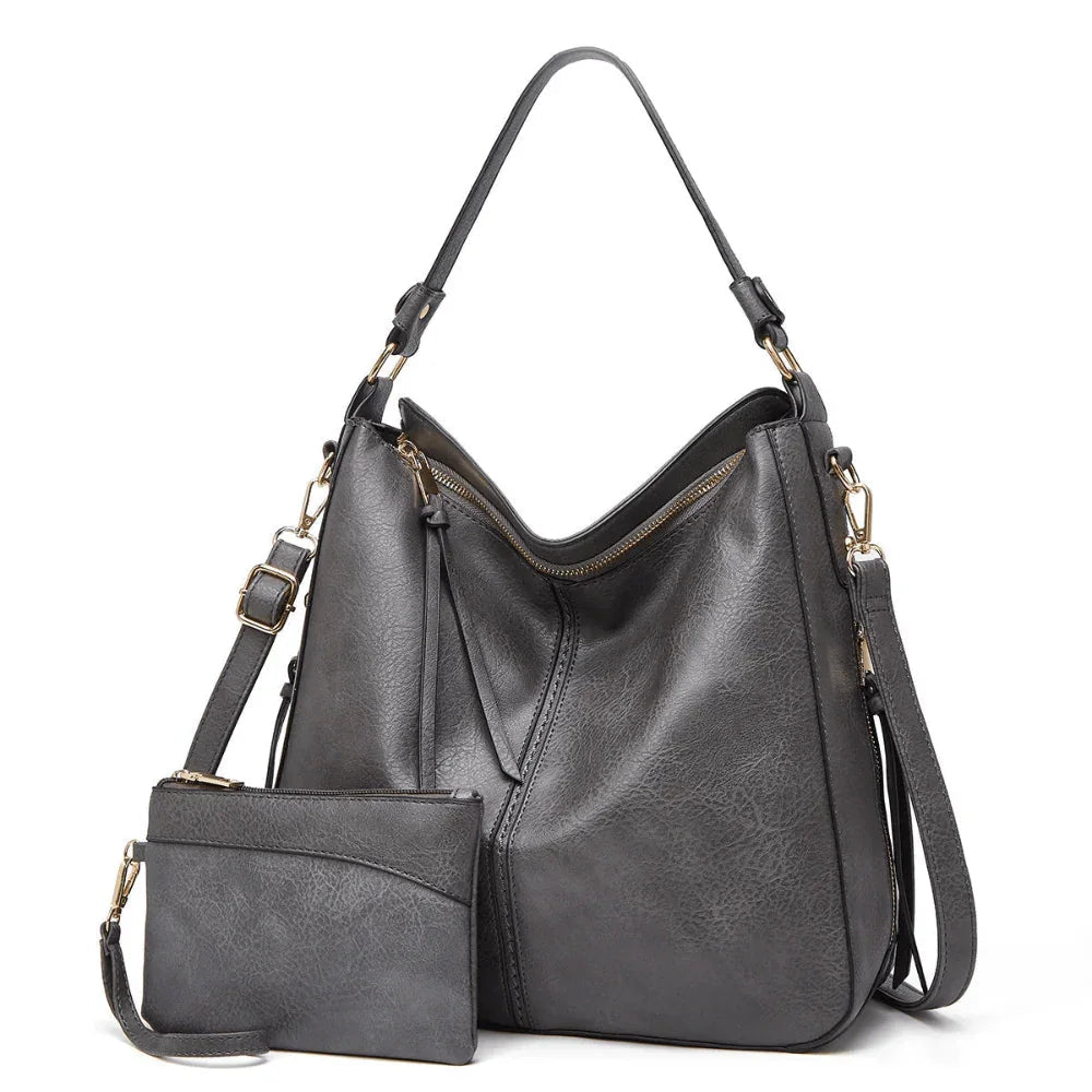 Vintage Leather Tote Bag Large Capacity Womens Handbag Elegant Organizer