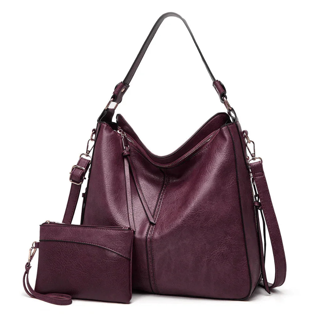 Vintage Leather Tote Bag Large Capacity Womens Handbag Elegant Organizer