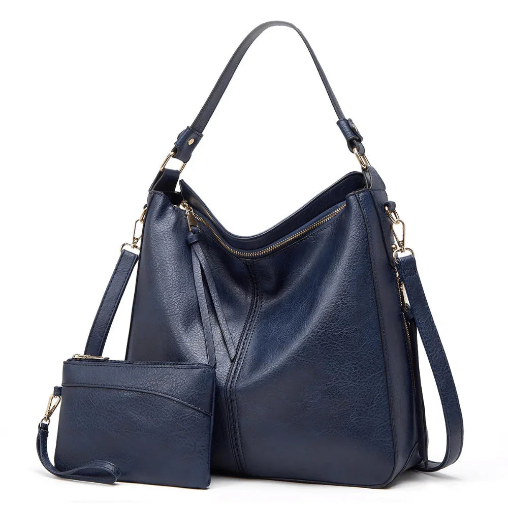 Vintage Leather Tote Bag Large Capacity Womens Handbag Elegant Organizer