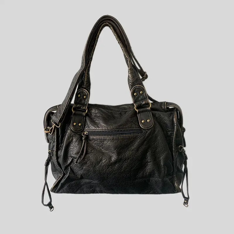 Vintage Leather Tote Bag Large Womens Shoulder Handbag
