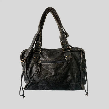 Vintage Leather Tote Bag Large Womens Shoulder Handbag