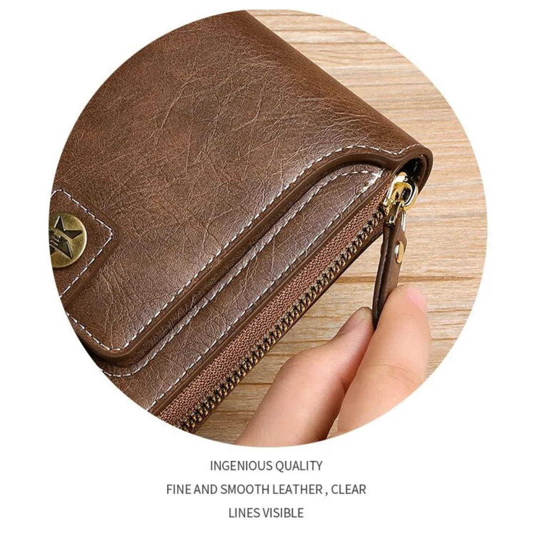 Vintage Leather Wallet RFID Card Holder Compact Bifold Coin Purse Clutch Organizer